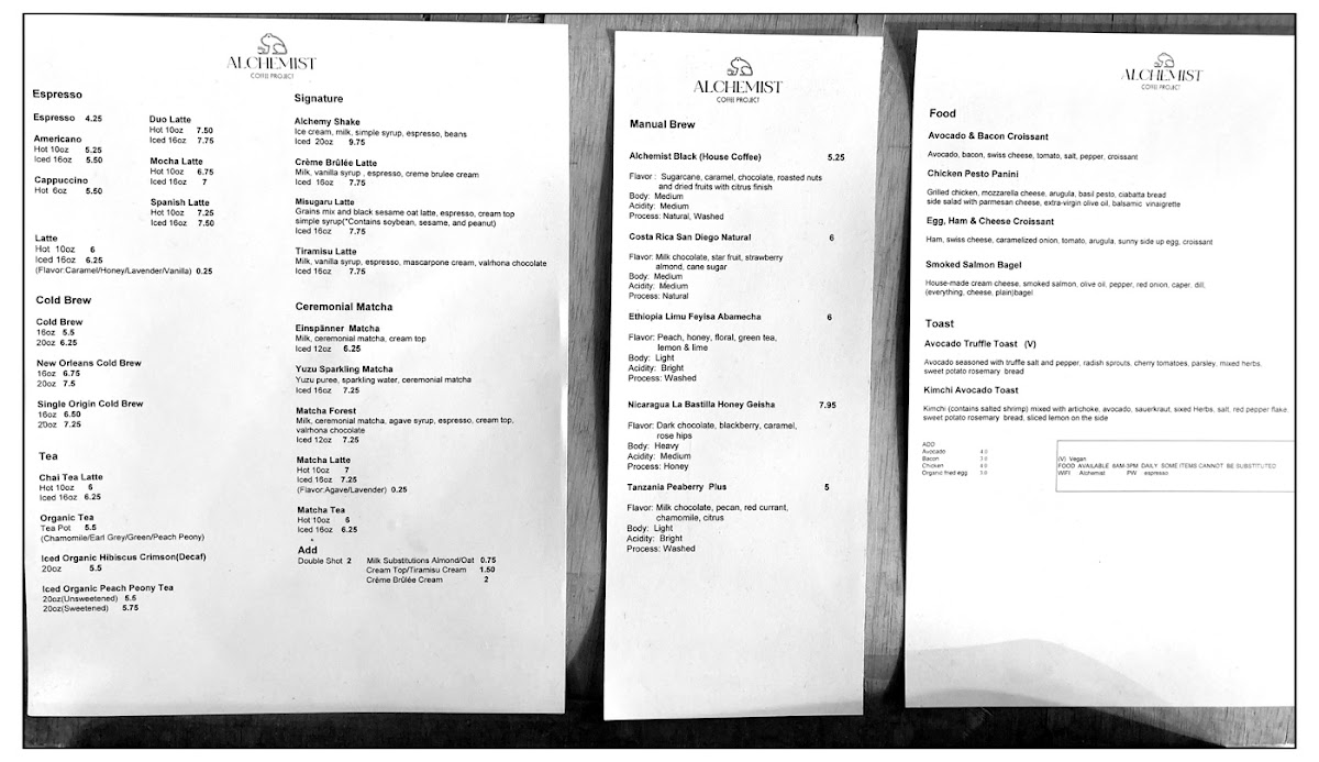 Alchemist Coffee Project Menu - Image 5