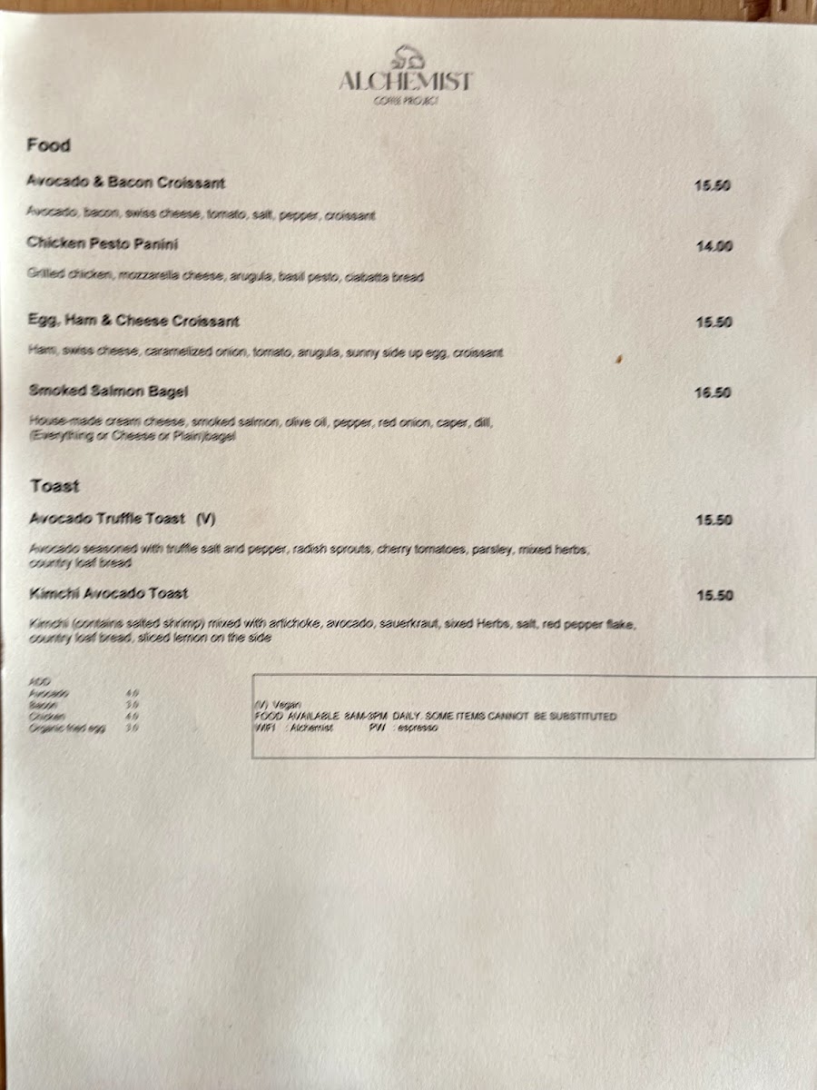 Alchemist Coffee Project Menu - Image 6